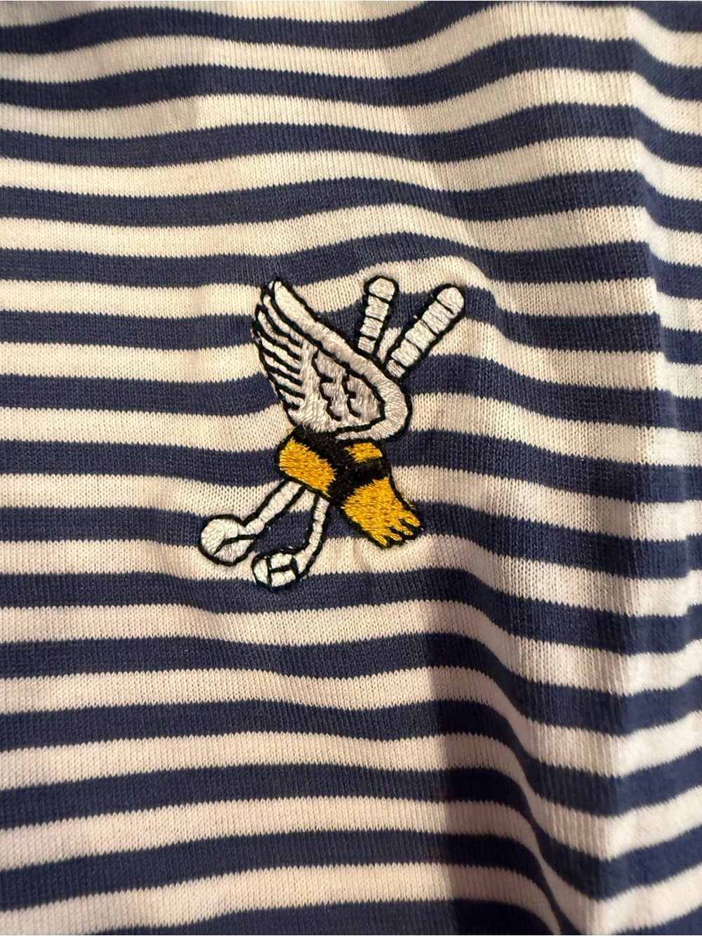 WINGED FOOT Peter Millar Navy and White Striped Polo